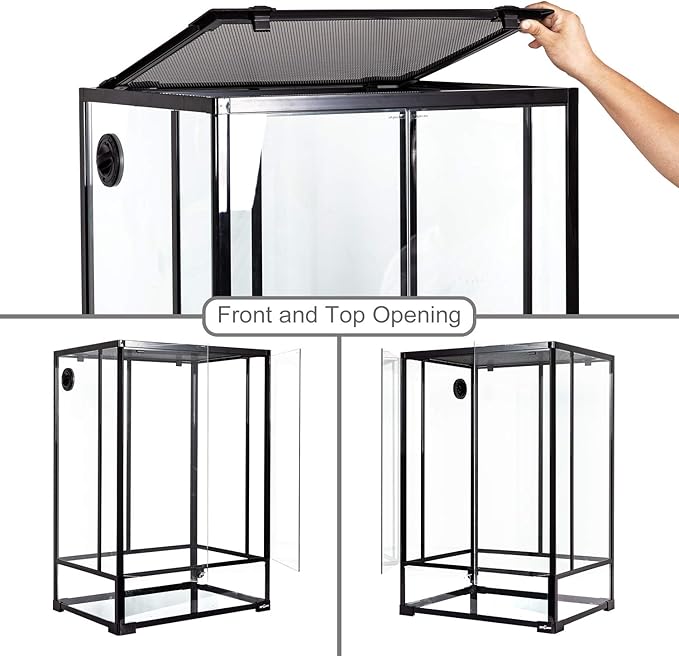 REPTI ZOO 24" x 18" x 36" Reptile Tall Glass Terrarium Rainforest Habitat Double Hinge Door with Screen Ventilation 67 Gallon Reptile Terrarium Easy Assembly