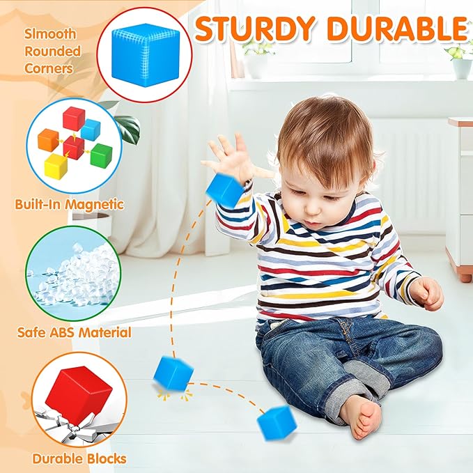Magnetic Blocks,1.41 inch Large Building Blocks for Kids Ages 3-5 4-8 Sensory Magnetic Cubs for Kids 1-3 Preschool Educational Gifts Toys for Toddlers 3 4 5 6 7 8 Year Old Boys Girls 28PCS