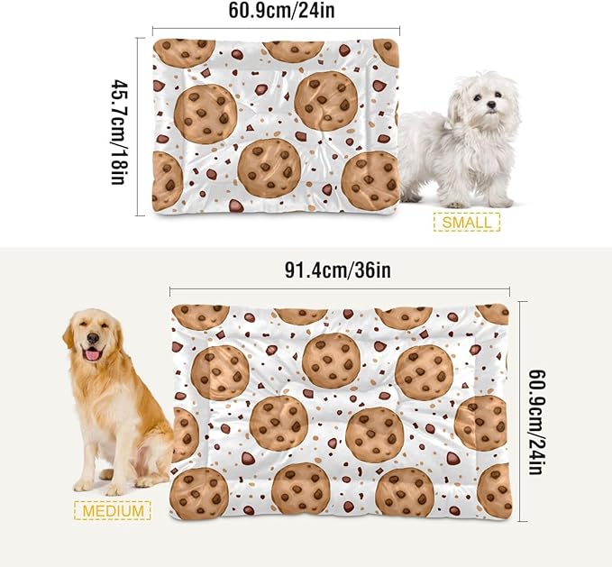 Cookies Pet Bed Cute Dog Bed Mat Absorbing Non Slip Pad Pet Sleeping Mat for Small, Medium, and Large Dogs Puppy Cat 24 in x 18 in