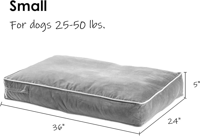 South Pine Porch Buddy Reversible Rectangle Pillow Style Microfiber Dog Bed with Removable, Machine-Washable Cover, Moss, Small (36 in. x 24 in.)