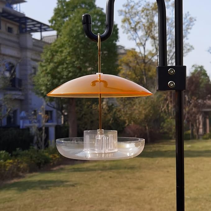 Small Rain Cover for Bird Feeder - Mini Orange Yellow 8" X 2 PC Hanging Weather Guard Protective Dome - Dia. 20CM