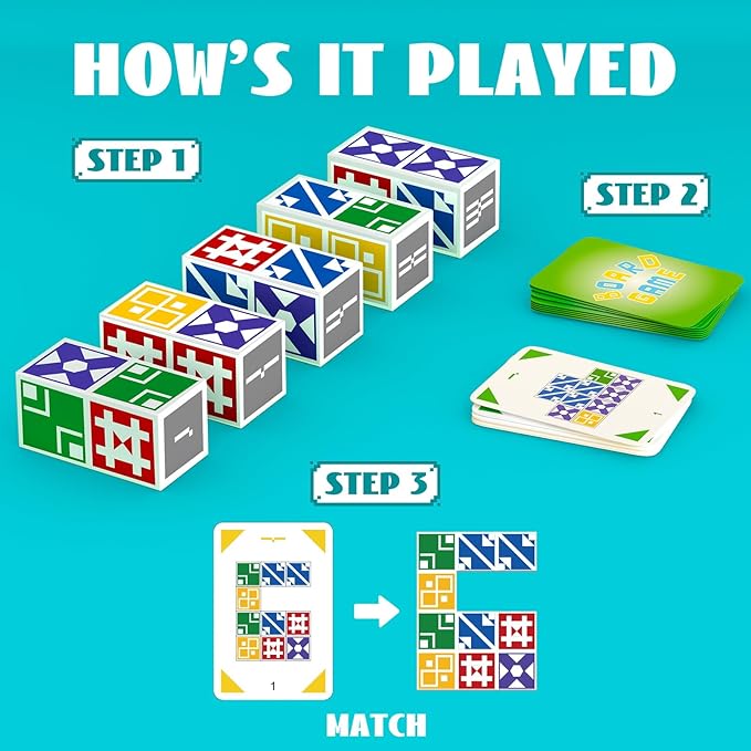 Family Matching Game for Kids & Adults, Block Puzzle Board Games for Boys & Girls Ages 4-8 8-12, 2 Player Card Puzzles for Children 3+ Year Olds