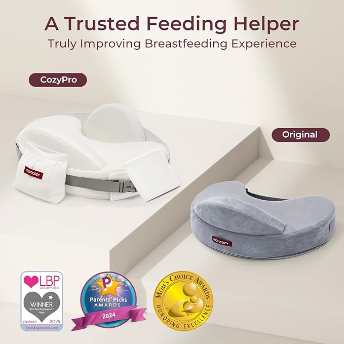 Momcozy CozyPro Nursing Pillow for Breastfeeding - All Around Ergonomic Comfort & Support - Pioneering Safety Fence - Plus Size Wider Feeding Pillow with Lumbar Support for Easier & Healthier Nursing