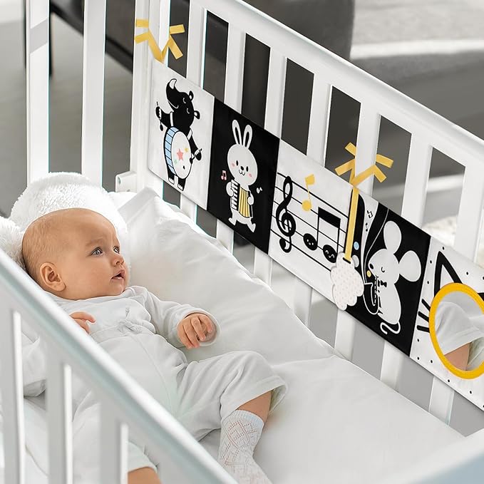 OKOOKO Black and White Baby Book High Contrast Baby Toy 0-6 Months Baby Soft Book Tummy Time Toy Crib Stroller Toy Montessori Sensory Toy Early Education for 0-6 6-12 Months Newborn Baby Infant
