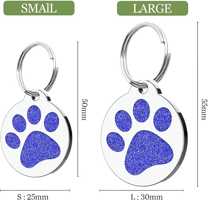 Dog Tags Personalized for Pets Dog Name Tags Personalized Dog Tag Engraved with Any Name & Text Custom Dog ID Tags Glitter Bone ID Tag for Puppy Cat (Purple-Round, L)