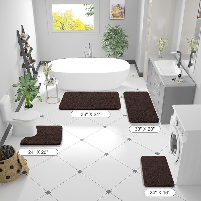 OLANLY Large Bathroom Rugs 44x32, Extra Soft Absorbent Chenille Bath Rugs