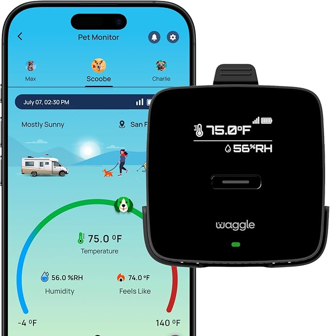 Waggle 4G Pet Temperature Monitor (Lite) - No WiFi Needed - Real Time App, SMS & Email Alerts - RV, Car & Home Safety Device - Power Outage Alerts - Subscription Required