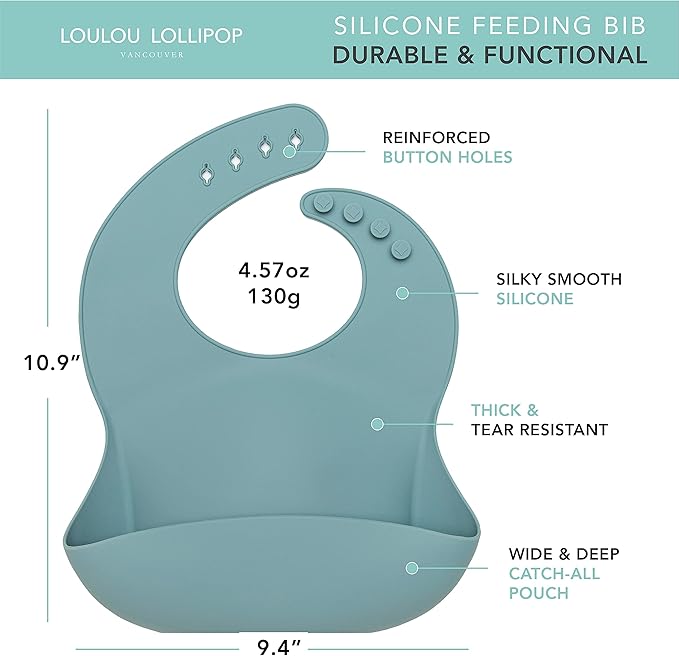 Loulou Lollipop Soft, Waterproof Silicone Feeding Bib