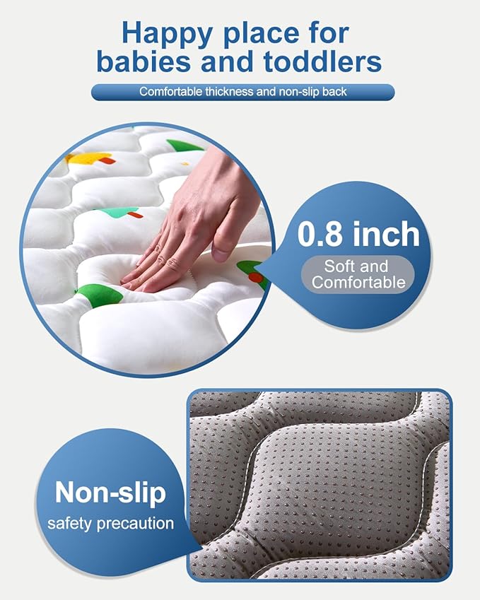 Odorless Premium Foam Baby Play Mat 4ft x 6ft, Soft Microfiber Fabric Crawling Mat for Floor- Comfortable and Hypoallergenic, Non-Slip Cushioned Floor Playpen mat for Infants,Babies,Toddlers