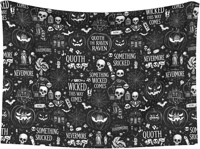 Dog Cat Blanket Double Sided, Halloween Witchcraft Witch Pumpkin Spider Web Bat Raven Magic Board Spirit Skull Skeleton Vintage Black, Plush with Raised Dot Pattern and Smooth Reverse for Cuddling