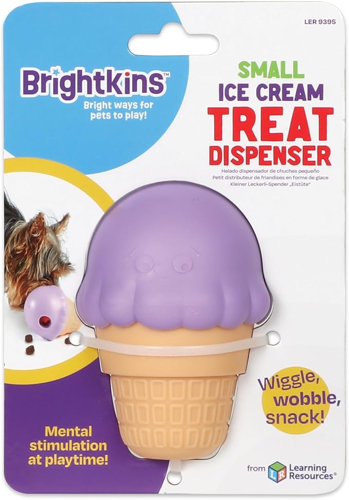 Brightkins Small Ice Cream Cone Treat Dispenser - Dog Toys, Treat Dispenser for Dogs (Pack of 2)