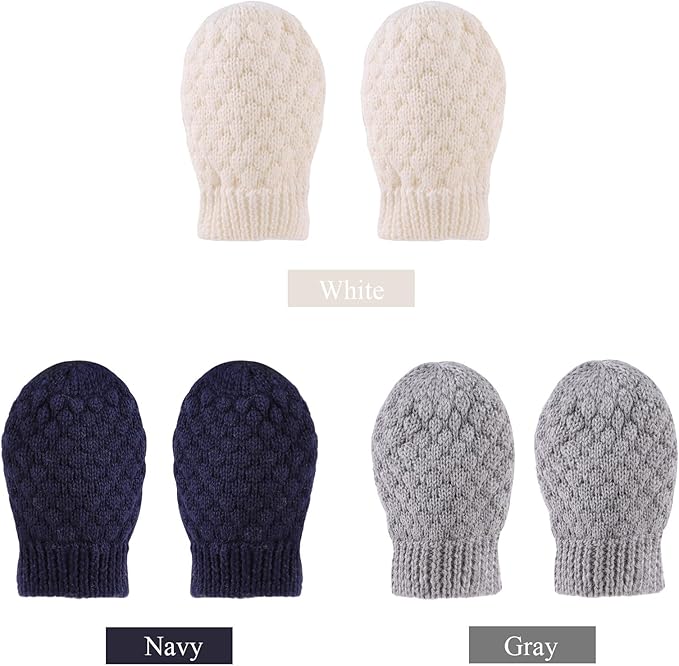 Baby Knit Mittens Toddler Boys Girls Gloves Winter Infant Newborn No Scratch Mitten 0-3 Years