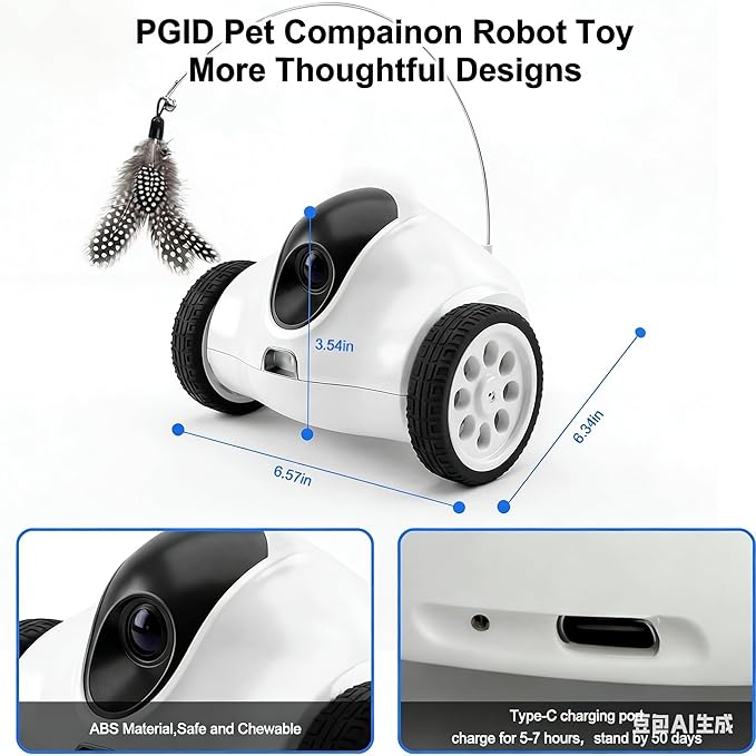 Pet Robot Camera,Movable Robot Pet Cam Indoor with Phone APP,Long Distance on Wheels,Home Security Robot 720P Cat Camera Night Vision,2-Way Talk WiFi Cam Pet with 2.4G