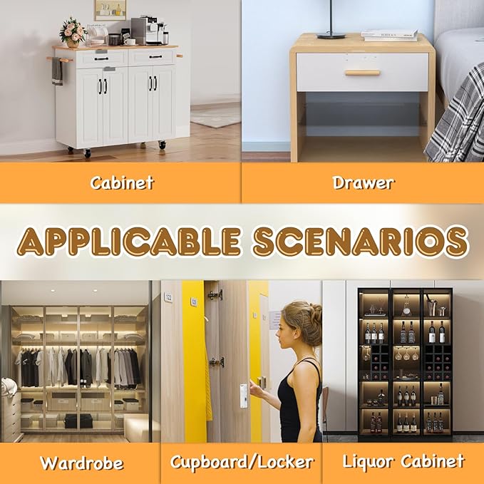 Eseesmart Smart Cabinet Lock, Hidden Magnetic Bluetooth RFID Keyless Drawer Lock, Baby Proofing Child Safety Cabinet Locks for Liquor File Cabinet Cupboard Desk Dresser Adults
