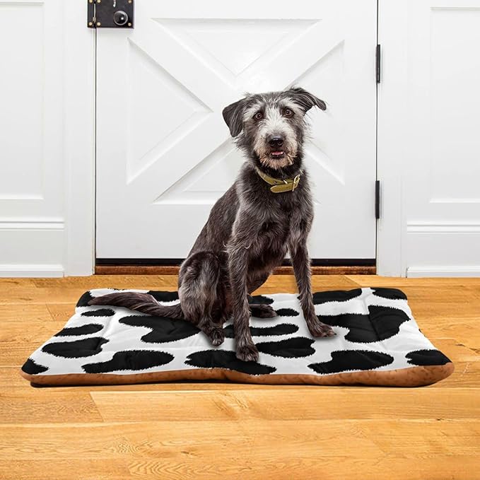 Cow Print Pet Bed Cute Dog Bed Mat Absorbing Non Slip Pad Pet Sleeping Mat for Small, Medium, and Large Dogs Puppy Cat 24 in x 18 in