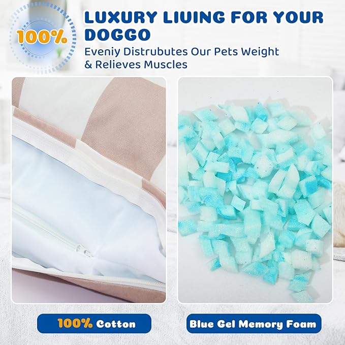 Medium Dog Bed with Removable Washable Cover for Small Dogs Deluxe Plush Dog Crate Beds Comfy Kennel Pad Waterproof Lining and Blue Gel Memory Foam Memory Foam（Brown 30 * 20 * 4in）