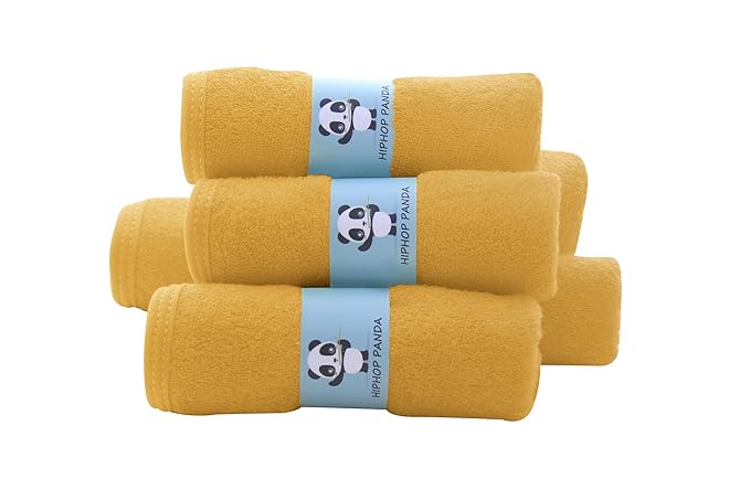 HIPHOP PANDA Baby Washcloths, Rayon Made from Bamboo - 2 Layer Ultra Soft Absorbent Newborn Bath Face Towel - Reusable Baby Wipes for Delicate Skin - Honey, 30 Pack