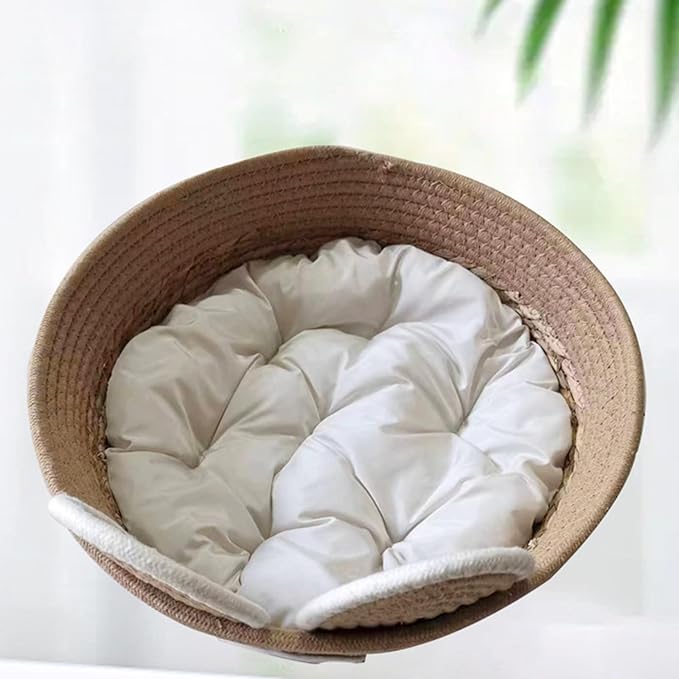 Pet Bed Woven Basket with Detachable Cushion Cartoon Bear Theme Bed Dog Detachable Cushion Nest Pet Furniture