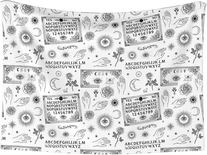Reversible Plush Dot Pet Blanket for Dogs and Cats, Spirit Board with Skull Occultism Set, Ultra Soft Two Sided Design with Warm Fuzzy Side and Smooth Side for Comfort