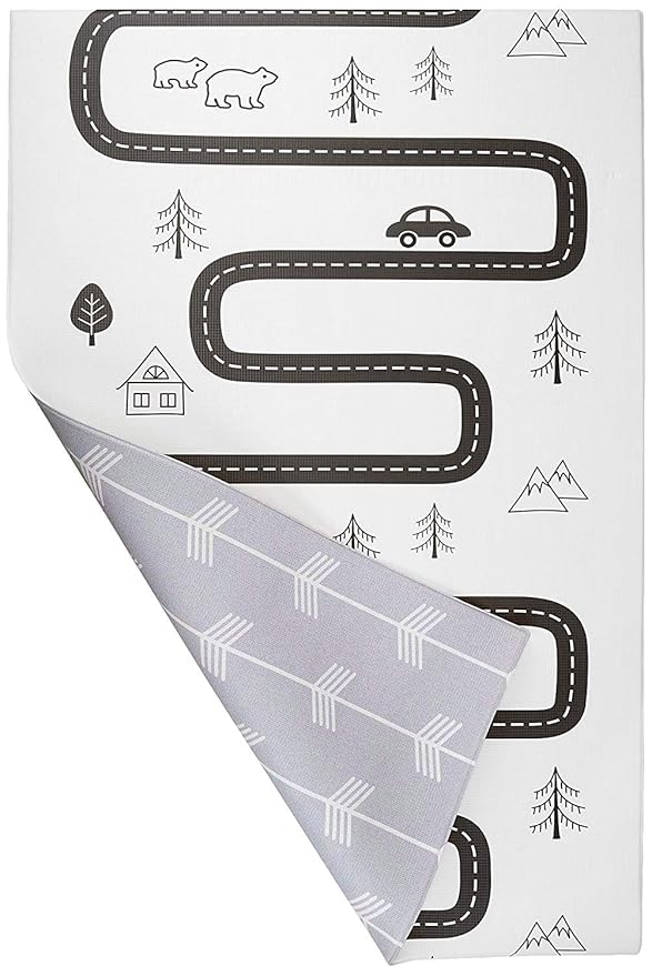 Baby Care Play Mat (Large, Nordic Trails - Morning Fog Arrows) 82'' x 55'' Original One-Piece Reversible Rollable Waterproof Play Mat for Infants, Babies, Toddler, and Kids