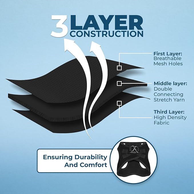 Best Pet Supplies Voyager Step-in Air Harness - All Weather Mesh, Reflective, No Pull Harness for Dogs, Cats - Secure with Hook & Loop Fastener, Buckle, Double D-Rings - Black, XS
