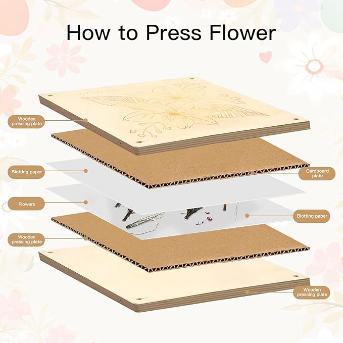 Extra Large Flower Press Kit 10.8 x10.8 inches with Storage Bag, DIY Arts and Craft Kit 10 -Layers, Ideal Gift for Flower & Plant Lovers