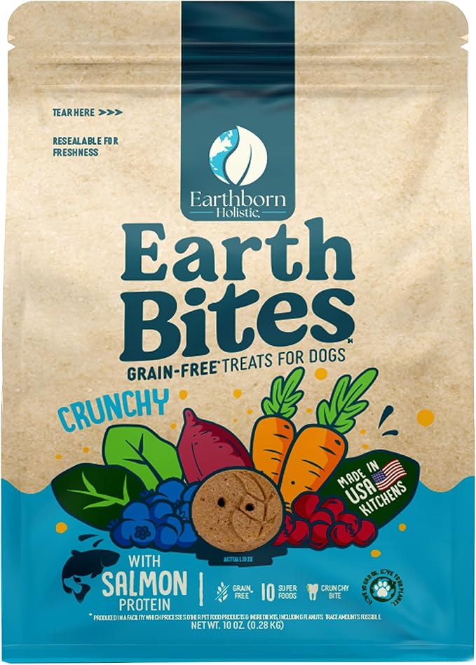 Earthborn Holistic EarthBites Crunchy Grain-Free Dog Treats with Salmon 10 oz