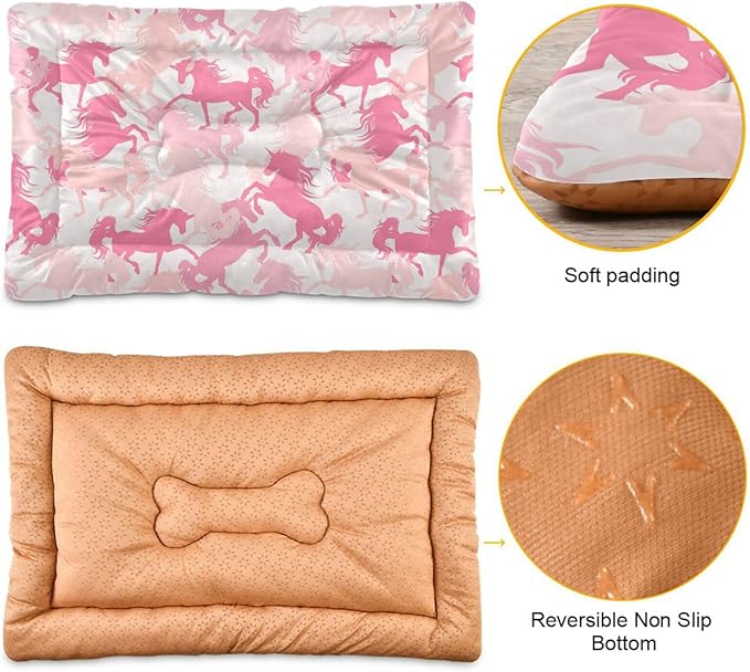 Pink Unicorn Pet Bed Cute Dog Bed Mat Absorbing Non Slip Pad Pet Sleeping Mat for Small, Medium, and Large Dogs Puppy Cat 24 in x 18 in