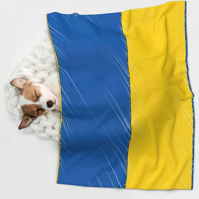 Double Sided Pet Throw for Dogs Who Shed, Abstract Ukraine Flag, Reversible Blanket with Nubby Dot Side Catches Loose Fur for Easier Furniture Cleanup