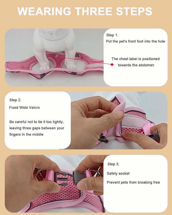 XXXS Orange Soft Mesh Dog Harness and Leash Set,No Escape Puppy Harnesses for Training Walking， Reflective Adjustable Puppy Vest for Small Medium Dogs, Cats (Orange, XXXS)