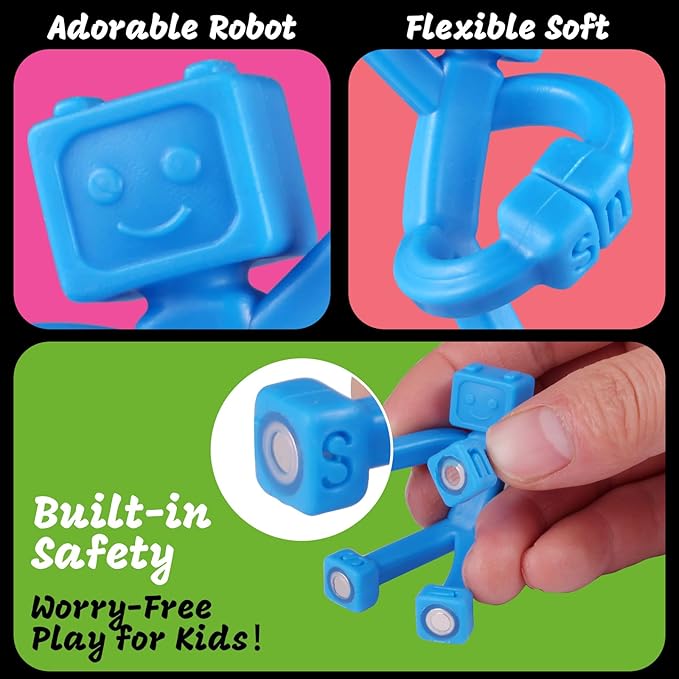 24 PCS Magnetic Travel Toys for Kids, Creative, Portable and Educational, Magnetic-People-Magnet-Men: Cute Robot & Funny Magnets, Small Fidget Toys for Classroom Prizes, Easter Egg Stuffers, Office