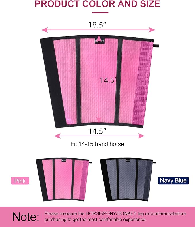Horse Fly Boots Set of 4 - Upgrade Mesh Horse Leggins with Leather Frame, Leg Fly Protection (Medium, Pink)