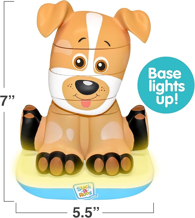 Stack-a-Roos Labrador Puppy by Salus Brands - Animal Stacking Toy, Educational Early Learning Toy for Infants Babies Toddlers, Age 12+ Months - Great Baby Gifts, STEM Toy