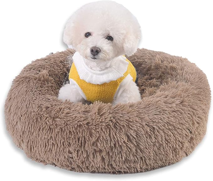 Myuilor Warming Round Dog Bed for Small, Medium and Large Dogs & Cats, Short & Long Plush Pet Bed, Luxurious Faux Fur Donut Cuddler, Bolster Pet Bed & Sofa, Machine Washable 40CM 16Inch
