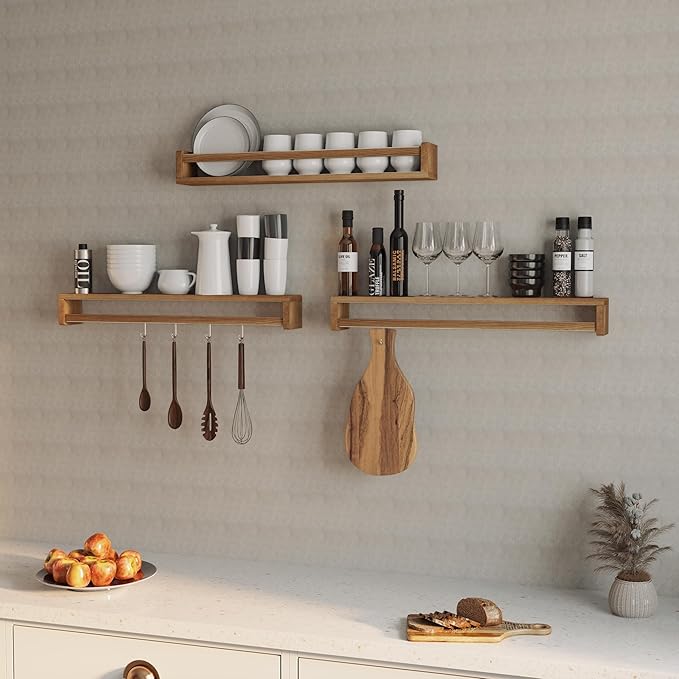 Heimlove 32 Inch Nursery Floating Shelves, Nursery Book Shelves for Wall, Wall Bookshelf for Kids Solid Wood Wall Mounted Shelves for Books,Toys and Decor Storage, Set of 2