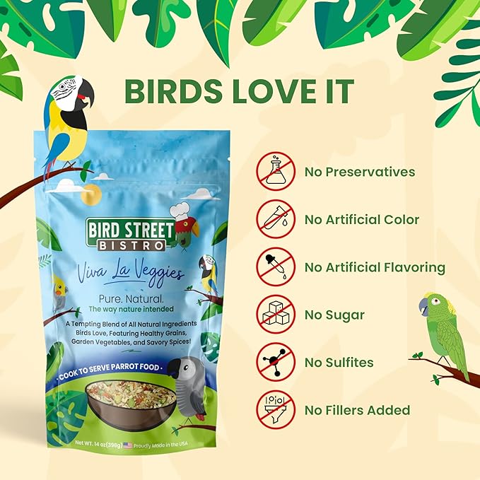 Parrot Food Sample Pack Cooks in as Little as 3 to 15 min | All Natural & Organic Grains and Legumes, Healthy Fruits, Vegetables, and Spices - No Fillers or Additives