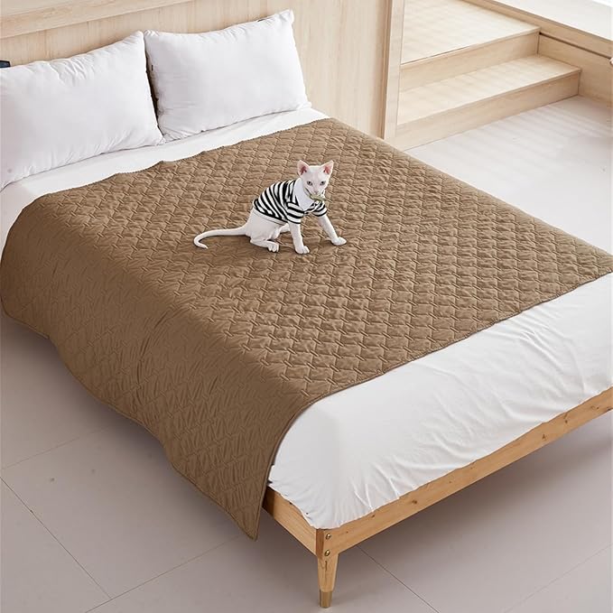 GIBZ Waterproof Dog Bed Blanket Cover Anti Slip Pet Furniture Protector Washable Large Washable Quilted Mat for Indoor, Grey, 200x260cm