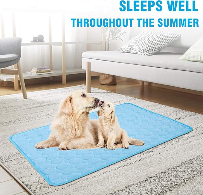 Dog Cooling Mat, Pet Dog Self Cool Pad, Ice Silk Washable Summer Cooled Mat for Dogs Cats, Kennels, Crates and Beds
