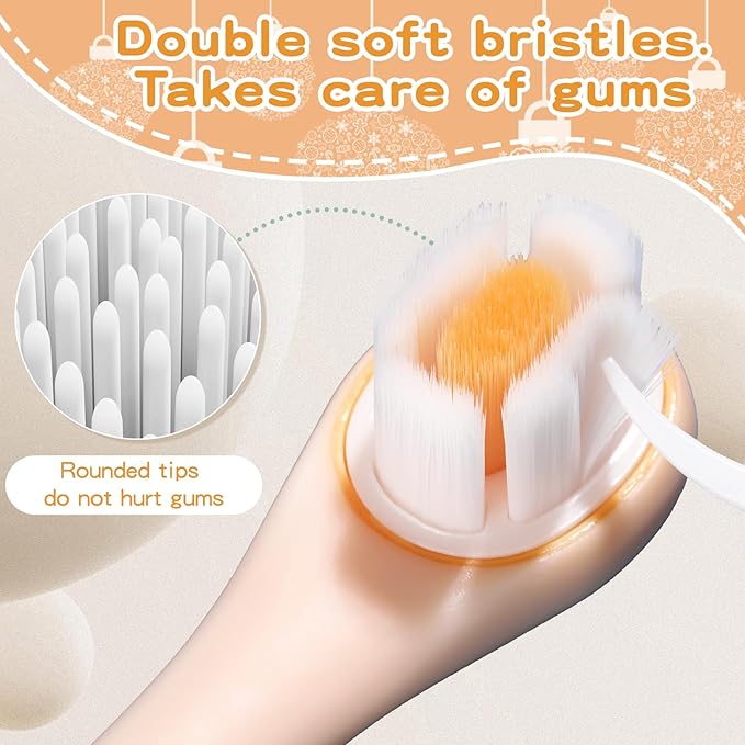 Kids Toothbrushes 2 Pack,Soft Bristle Toothbrushes for Baby 1-3 Years Old Cute Dinosaur Toothbrush for Toddlers Baby's First Training Toothbrush Anti-Strike Throat Not Easy to Shed Bristles