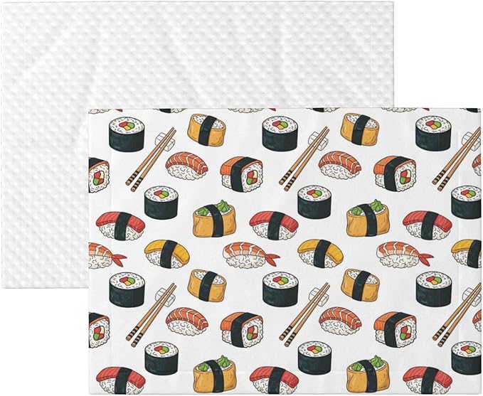 Double Sided Pet Bed Blanket for Added Cushion Warmth, Sushi, Reversible Cover with Textured Dot Surface for Existing Beds Standalone Mat