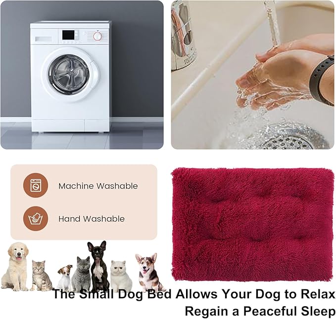 Dog Crate Mat, Dog Bed for Large Dogs, Comfy Fluffy Kennel Pad Anti-Slip for Dog beds & Furniture, Quilted Dog Bed for Pets for Medium/Small Dogs Cats (Color : Red, Size : 43x29)