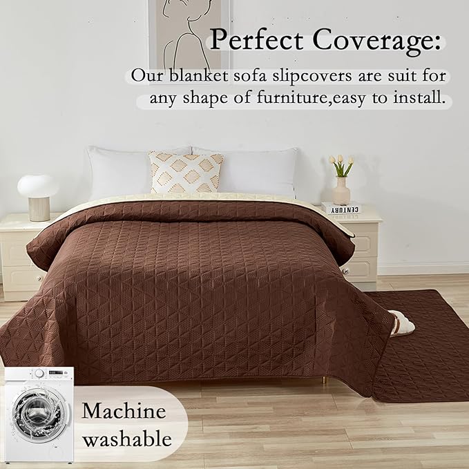 Waterproof Dog Bed Cover Pet Blanket, Soft Pet Couch Covers for Sofa Washable, Bed Couch Sofa Furniture Protector for Puppy Cat Kids (Brown,130 * 210 CM)
