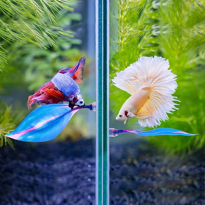WILLBOND 2 Pcs Blue Silicone Betta Fish Bed Leaf Hammock Betta Fish Tank Accessories Decorations for Aquarium Ornaments, Practical Resting Spot, No Bpa, Comfortable and Safe