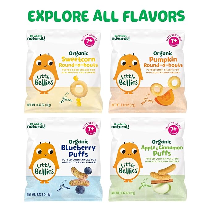 Little Bellies Organic Apple & Cinnamon Puffs Baby Snack (Pack of 18 x 0.42 oz Individual Packs)