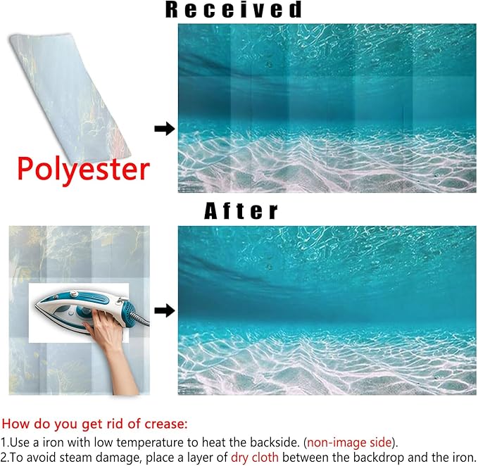48X18IN Natural Undersea Aquarium Background, Undersea Beach Fish Tank Background, with 8 EVA Double-Sided Tape