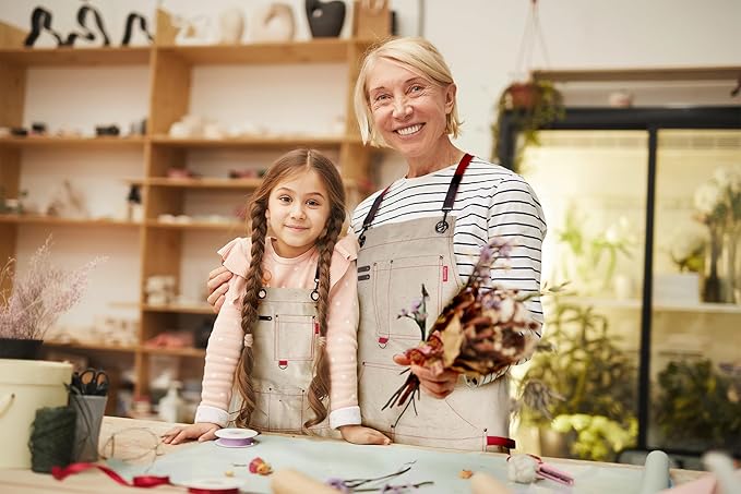 Kids Art Aprons for Painting, Gardening, Cooking, Multiple Pockets, Kids Smock for Boys & Girls, Waterproof (Age6-12)