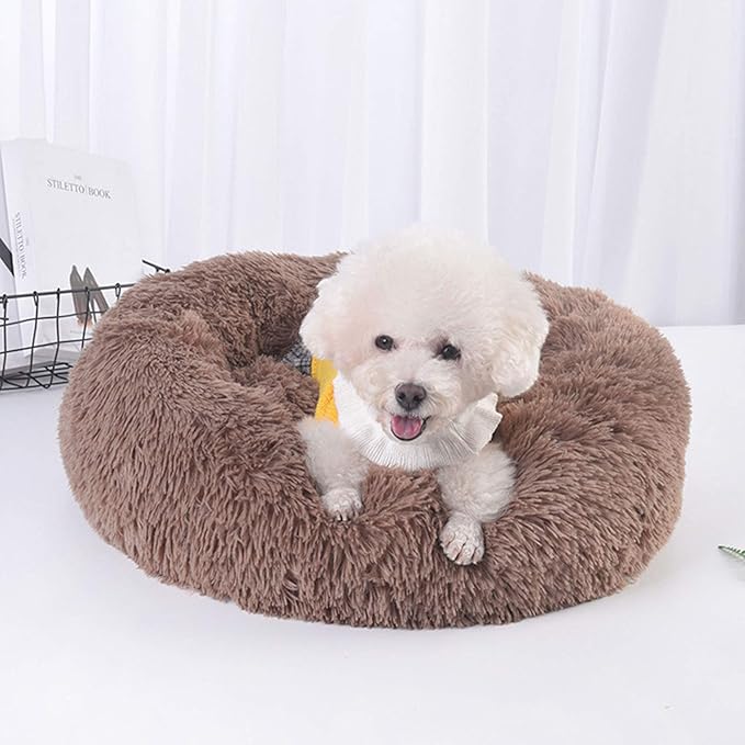 Myuilor Warming Round Dog Bed for Small, Medium and Large Dogs & Cats, Short & Long Plush Pet Bed, Luxurious Faux Fur Donut Cuddler, Bolster Pet Bed & Sofa, Machine Washable 40CM 16Inch