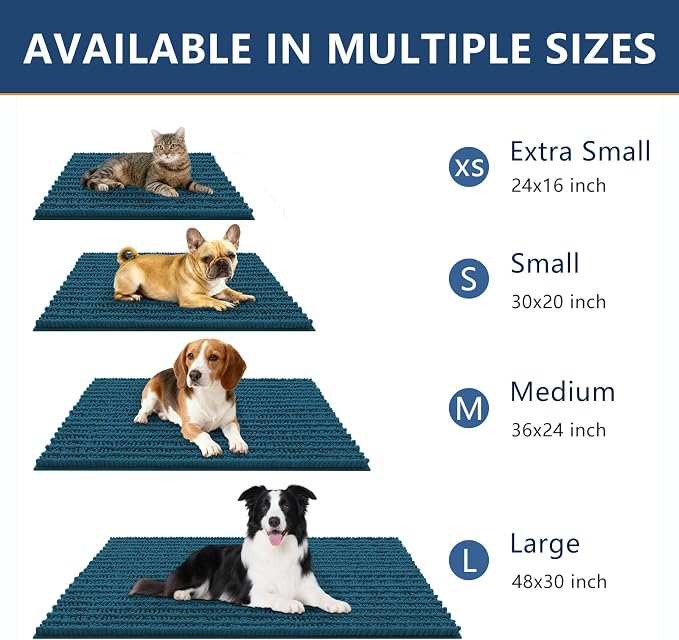 Smiry Dog Door Mat for Muddy Paws 47x32, Absorbent Dirt Trapper, Non-Slip