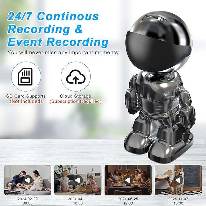 Indoor Camera 2K 5G/2.4Ghz WiFi Home Security, Baby/Pet/Robot Camera with Phone App Motion Detection, Color Night Vision, Siren Alarm, Two-Way Talk, Human Detection