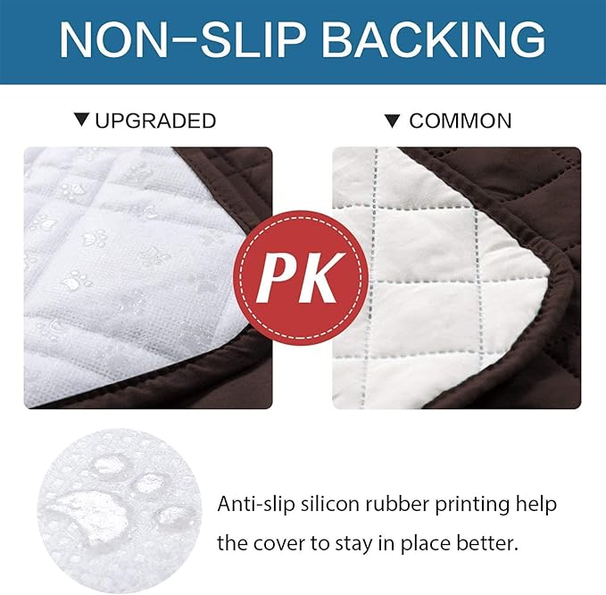 Waterproof Dog Bed Covers for Couch Protection, Water-Resistant Soft Dog Pet Blanket Anti-Slip Dog Blanket for Bed, for Furniture Bed Couch Sofa (Brown,86x82inch)